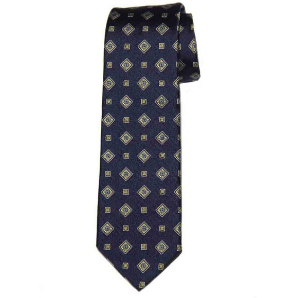 Brooks Brothers Italian Silk Tie Navy Blue Gold Men's - Picture 1 of 1
